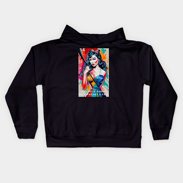 colorful abstract woman Kids Hoodie by Kingrocker Clothing